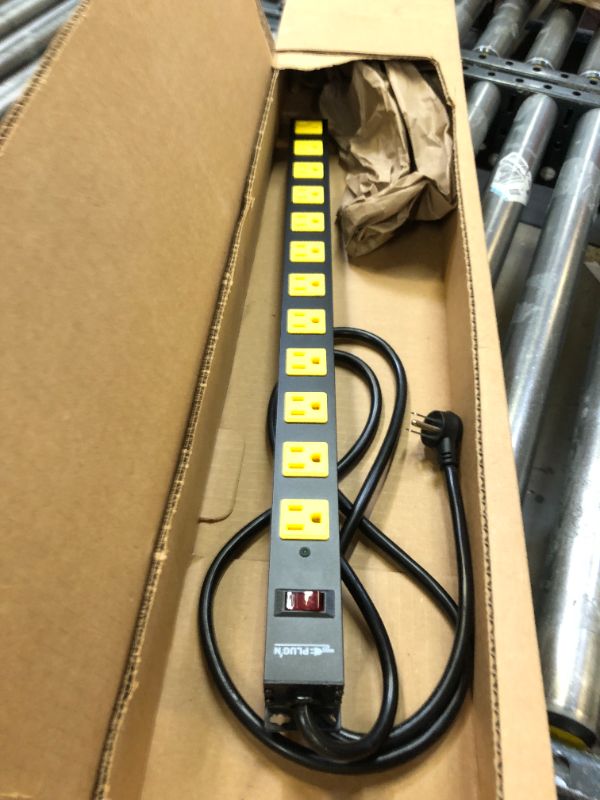 Photo 2 of QBA Rack Mount Power Strip 8 Outlet, Wide Spaced Power Strip Surge Protector, 1U Power Strip for Network Server Racks, 6FT Extension Cord, ETL Listed, Yellow
