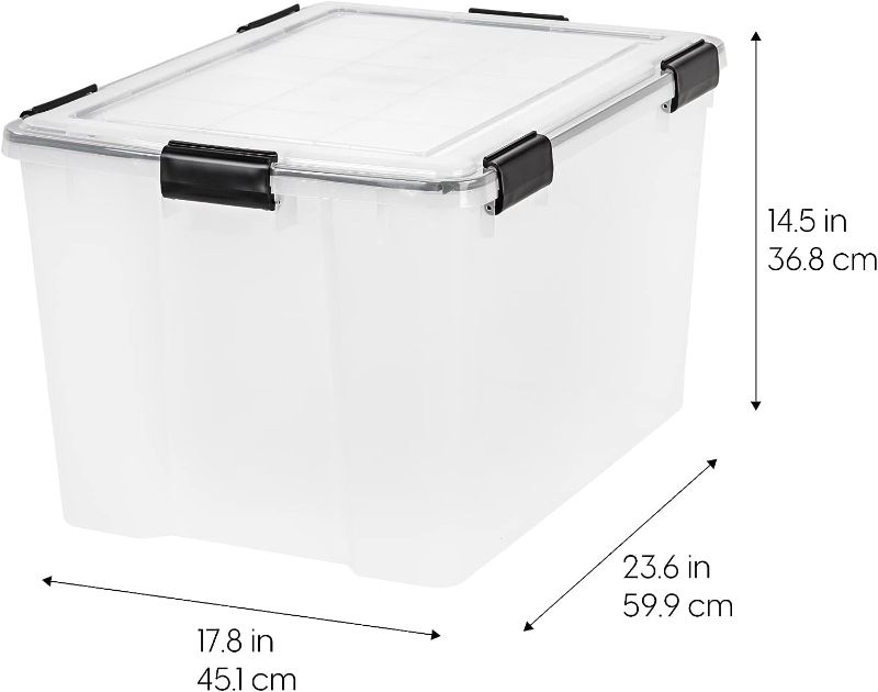 Photo 1 of Quart WEATHERPRO Plastic Storage Box with Durable Lid and Seal and Secure Latching Buckles, Weathertight, Clear with Black Buckles