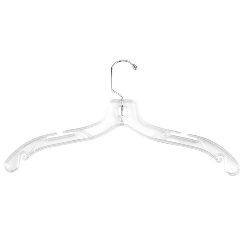 Photo 1 of NAHANCO 505HU Plastic Shirt/Dress Hangers with Chrome swivel Hook, Middle Heavy Weight, 17", Clear (Pack of 100