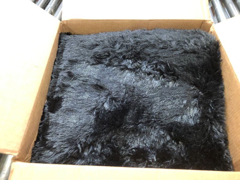 Photo 2 of Ophanie Rugs for Living Room 5x8 Black, Fluffy Furry Shaggy Fuzzy Area Rug, Carpets for Bedroom Shag Plush Soft Large, Kids Home Decor Aesthetic 5x8 Feet Black
