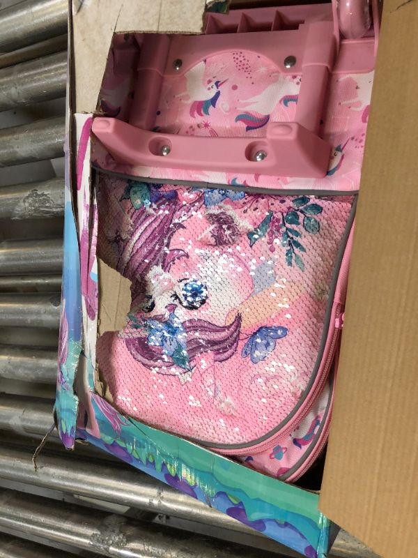 Photo 2 of KLFVB Rolling Backpack for Girls Boys, Kids Roller Wheels School Bookbag with Lunch Bag, Wheeled School Bag for Children
