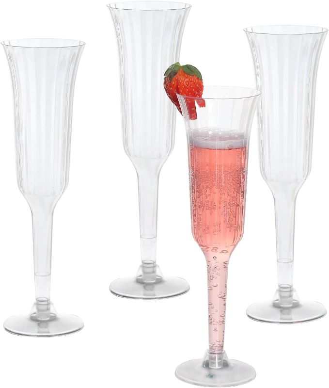 Photo 1 of Craft And Party 24 Pack Party Champagne Cups, 6oz - Perfect for Indoor/Outdoor Parties and Weddings - Plastic Toasting Glasses, Disposable Clear Champagne Flutes
