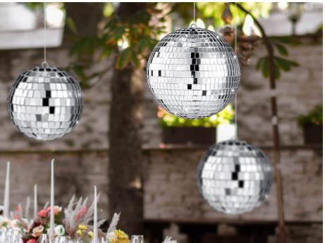 Photo 1 of 4 Pack Large Disco Ball Silver Hanging Disco Balls Reflective Mirror Ball Ornament for Party Holiday Wedding Dance and Music Festivals Decor Club Stage Props DJ Decoration (6 Inch)