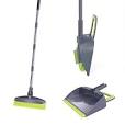 Photo 1 of Adjustable Rubber Push Broom and Dustpan Set,Self Cleaning Indoor Outdoor Angle Brooms with Dust pan for Home,Long Handle Brooms for Floor Sweeping, Kids,Carpet Dog Cat Pets Household Brooms