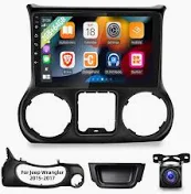 Photo 1 of [2+64G] Android 13 Car Radio for Jeep Wrangler 2015 2016 2017 with Apple Carplay & Android Auto - 10.1 Inch Touchscreen Car Stereo Support GPS WiFi Bluetooth FM RDS + AHD Backup Camera + Mic for Jeep Wrangler 2015 - 2017
