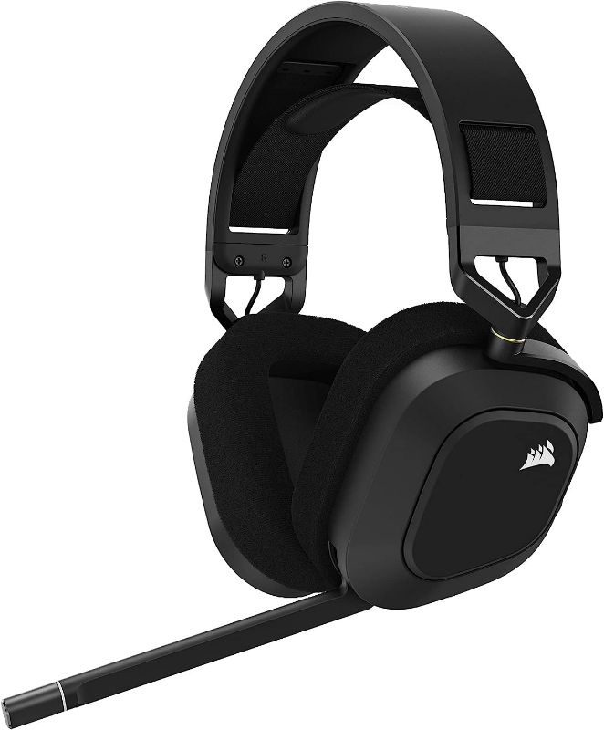 Photo 1 of CORSAIR HS80 RGB WIRELESS Multiplatform Gaming Headset - Dolby Atmos - Lightweight Comfort Design - Broadcast Quality Microphone - iCUE Compatible - PC, Mac, PS5, PS4 - Black
