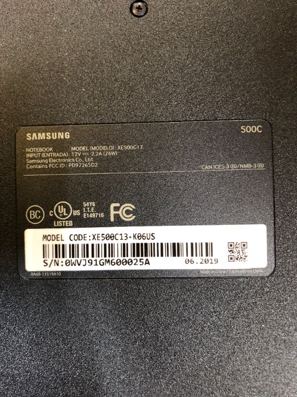 Photo 1 of Samsung Chromebook 3, 11.6", 4GB Ram, 64GB eMMC (XE500C13-K06US) Intel Celeron, 4GB RAM, 64GB PC only Black