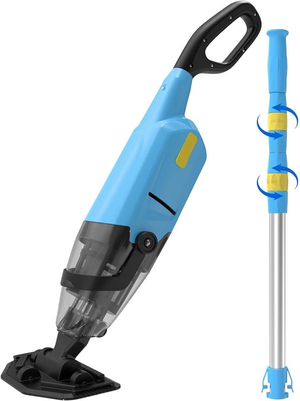 Photo 1 of Efurden Cordless Pool Vacuum, Handheld Rechargeable Pool Cleaner with Running Time up to 60-Minutes Ideal for Above Ground & In-Ground Pools, Spas and Hot Tub for Sand and Debris, Blue
