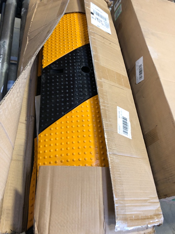 Photo 1 of 39.3" Rubber Speed Bump, Pack of 2 Total 78.6'' Heavy Duty, Humps Rated 66000 LBS Load Capacity, Speed Humps with 4 Bolt Spikes Anchors for Asphalt Concrete Gravel Driveway 100% Rubber