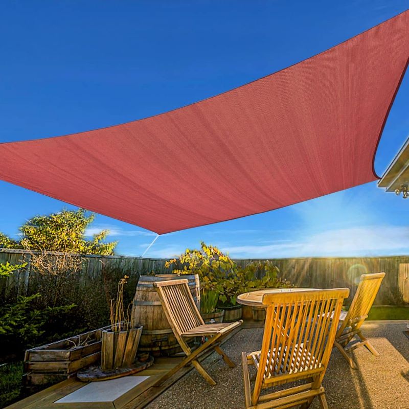 Photo 1 of Artpuch 10'x13' Sun Shade Sails Canopy Rectangle Rust Red, 185GSM Shade Sail UV Block for Patio Garden Outdoor Facility and Activities
