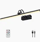 Photo 1 of RAIFOOLLY Picture Light, 20in Battery Operated Picture Lights for Paintings,Metal Remote Display Art Light with Timer and Dimmable for Wall Painting,Frame, Portrait, Dartboard(Black) 20inch Black