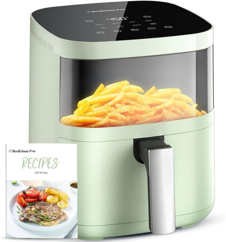 Photo 1 of Air Fryer,Beelicious® 8-in-1 Smart Compact 4QT Air Fryers,with Viewing Window,Shake Reminder,450°F Digital Airfryer with Flavor-Lock Tech,Dishwasher-Safe & Nonstick,Fit for 1-3 People,Avo Green
