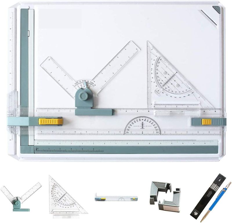 Photo 1 of Frylr Inch A3 Drawing Board Drafting Table Multifunctional Drawing Board Table with Clear Rule Parallel Motion and Angle Adjustable Measuring System

