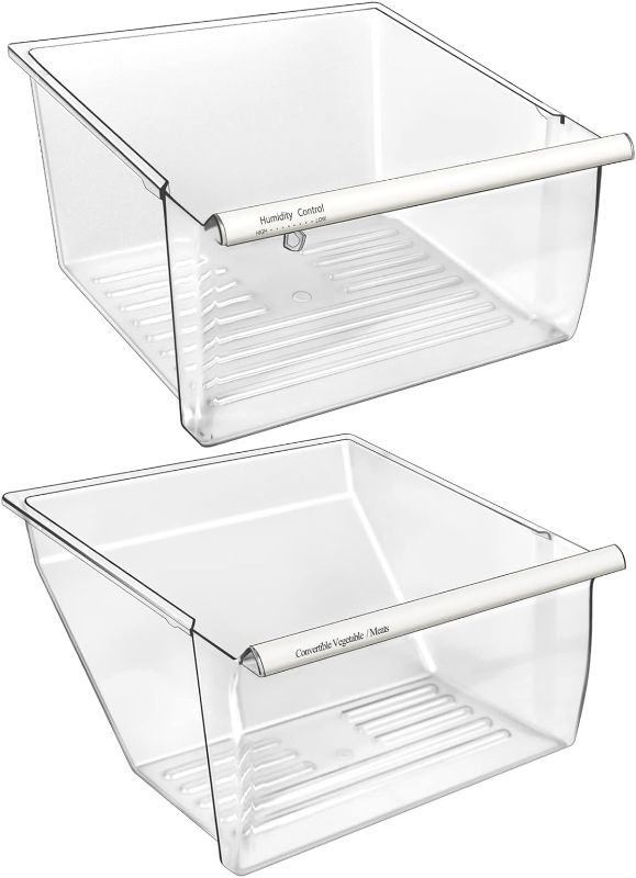 Photo 1 of [2 Pack] Upgraded 2188656 Fridge Crisper Drawer (UPPER) Humidity Control Drawer & 2188664 Refrigerator Crisper Bin Drawers (LOWER) Replacement Refrigerator Parts for Whirlpool Kenmore Fridge Drawer
