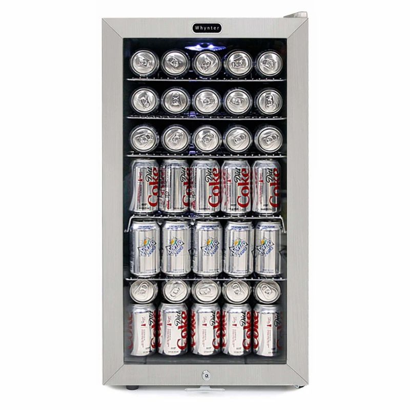 Photo 1 of Whynter BR-128WS Beverage Refrigerator With Lock, 120 12oz Cans, Stainless Steel 