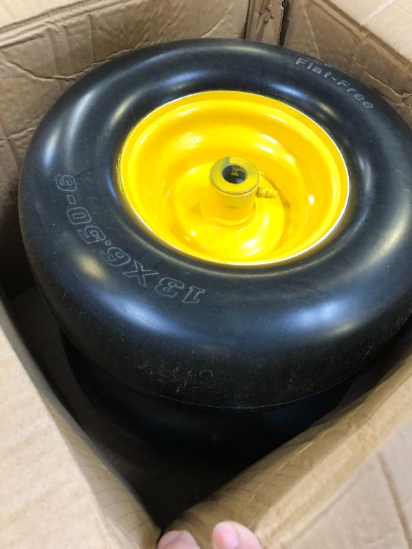 Photo 2 of New Flat Free Mower Tire on Steel Wheel 13x6.50-6 for 38"-68" Deck Commercial Lawn Mowers Tractor - Hub 4"-7.1" with 3/4" Greased Bushing 136506 T161 (2 Pack)