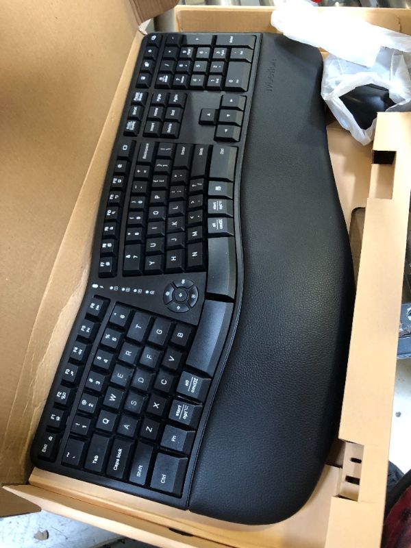 Photo 2 of MEETION Ergonomic Wireless Keyboard and Mouse, Ergo Keyboard with Vertical Mouse, Split Keyboard with Cushioned Wrist, Palm Rest, Natural Typing, Rechargeable, Full Size, Windows/Mac/Computer/Laptop
