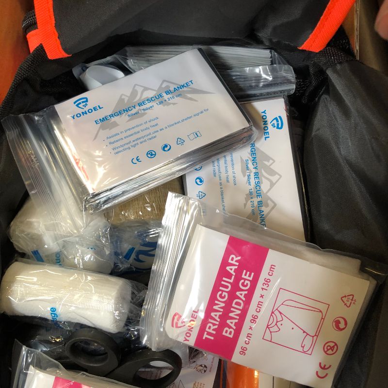 Photo 3 of JJ CARE Trauma Bag 250PCS First Responder Kit, EMT Bag with Padded Strap, Reflective Medical Bag Fully Stocked, Multiple Pockets EMS EMT Bags Fully Stocked, First Aid Trauma Bags Fully Stocked

