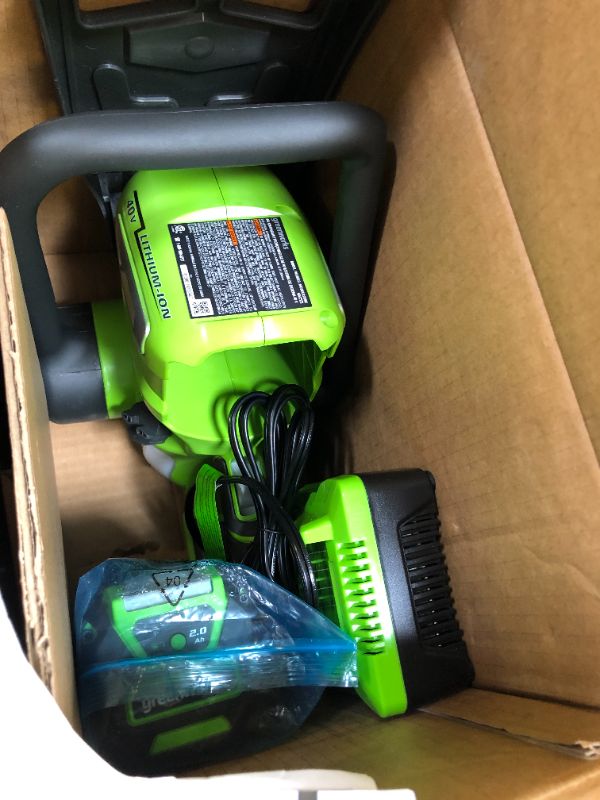 Photo 3 of Greenworks 12-Inch 40V Cordless Chainsaw, 2.0 AH Battery Included 20262