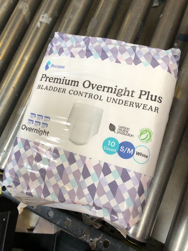 Photo 2 of Because Premium Overnight Plus Pull Up Underwear - Extremely Absorbent, Soft & Comfortable Nighttime Leak Protection - White,S/M-Absorbs 6 Cups - 10 count