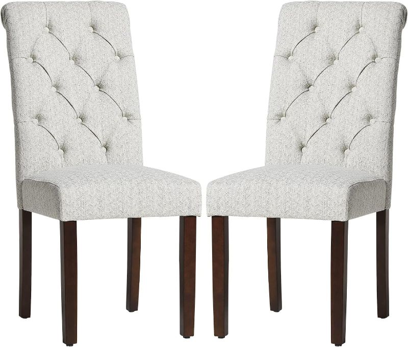 Photo 1 of COLAMY Tufted Dining Chairs Set of 2, Accent Parsons Diner Chairs Upholstered Fabric Dining Room Chairs Side Chair Stylish Kitchen Chairs with Solid Wood Legs and Padded Seat - Ripple
