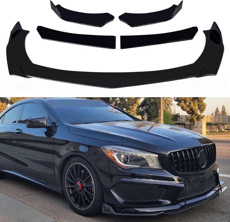 Photo 1 of Universal Front Bumper Lip Chin Spoiler PP Front Bumper Lip Sopiler Wing Body Compatible with Audi Mustang Honda Civic Benz Mazda (Pointed) Black-Point