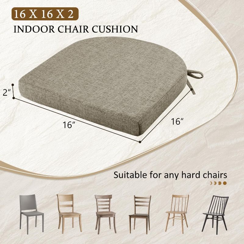 Photo 1 of LOVTEX Chair Cushions for Dining Chairs 3 Pack - Memory Foam Chair Pads with Ties and Non-Slip Backing - Seat Cushion for Kitchen Chair 16"X16"X2", Khaki Khaki 3 Count 