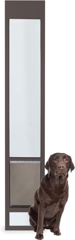 Photo 1 of PetSafe 1-Piece Sliding Glass Pet Door for Dogs & Cats - Adjustable Height 75 7/8" to 80 11/16"- Large-Tall, Bronze, No-Cut Install, Aluminum Patio Panel Insert, Great for Renters or Seasonal Install


