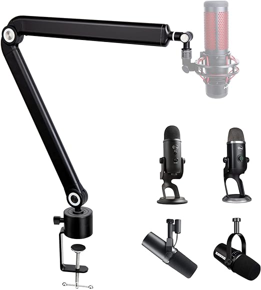 Photo 1 of SUNMON Mic Stand Boom Arm - Microphone Arm Compatible with HyperX QuadCast, 360° Rotation Microphone Stand, Weighted Metal Mic Boom Arm for HyperX QuadCast,Blue Yeti,Shure MV7,Rode and Most Gaming
