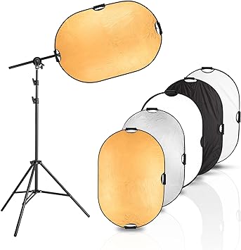 Photo 1 of Selens Photography Reflector Stand kit, 24x36 inches 5 in 1 reflectors with 78 inches Light Stands and Extendable Holder Arm Clips for Photo Studio Lighting
