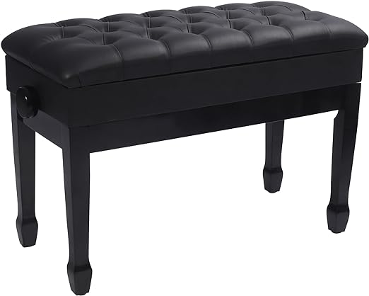 Photo 1 of ALAPUR Adjustable Duet Piano Bench with Storage,Heavy Duty Wooden Double Keyboard Piano Bench Seat with PU Leather Cushion,Black

