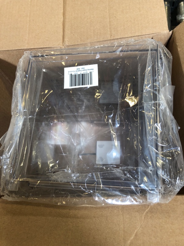 Photo 1 of mDesign Plastic Stackable Closet Storage Organizer Bins with Pull Out Drawer for Cabinet, Desk, Shelf, Cupboard, or Dresser Organization - Lumiere Collection - Clear 1 8 x 12 x 8