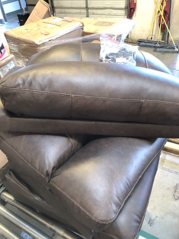 Photo 6 of Signature Design by Ashley Roman Contemporary Tufted Leather Power Reclining Sofa with Adjustable Headrest, Dark Brown