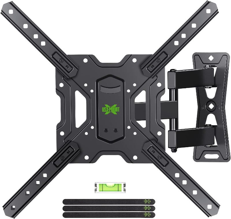 Photo 1 of USX MOUNT UL Listed Full Motion TV Mount, Swivel Articulating Tilt TV Wall Mount for 26-55Inch LED, 4K TVs, Wall Mount TV Bracket with VESA 400x400mm Up to 77lbs, Perfect Center Design -XMM006-1
