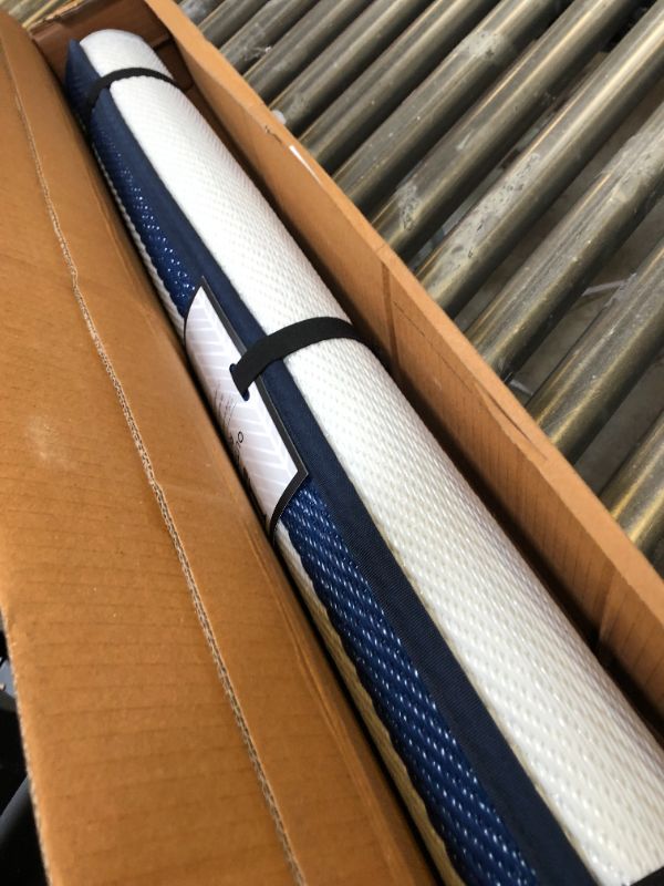 Photo 2 of DII Outdoor Rug Collection Reversible Woven Polypropylene Plastic Straw Mat, 3x6-Feet, Navy & White 3x6-Feet Navy & White
