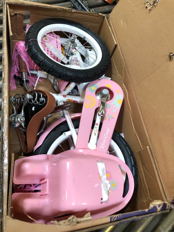 Photo 2 of JOYSTAR Little Daisy Kids Bike for Girls Boys Ages 2-7 Years, 12 14 16 Inch Girls Bikes with Doll Bike Seat & Streamers, Boys Bikes with Flag & Number Plate, Multiple Colos
