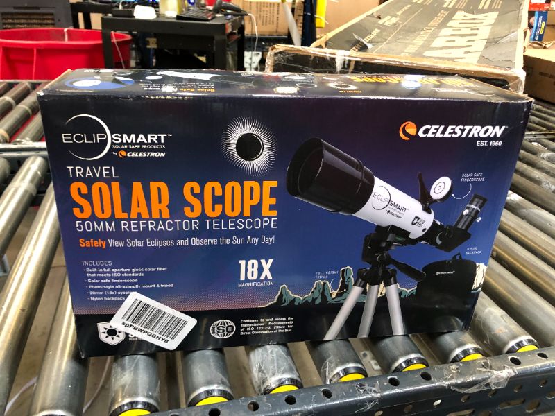 Photo 4 of Celestron – EclipSmart Safe Solar Eclipse Telescope – 50MM Refractor ��– Meets ISO 12312-2:2015(E) Standards – Observe Solar Eclipses & Sunspots – Permanently Attached Solar Safe Filter & Finderscope