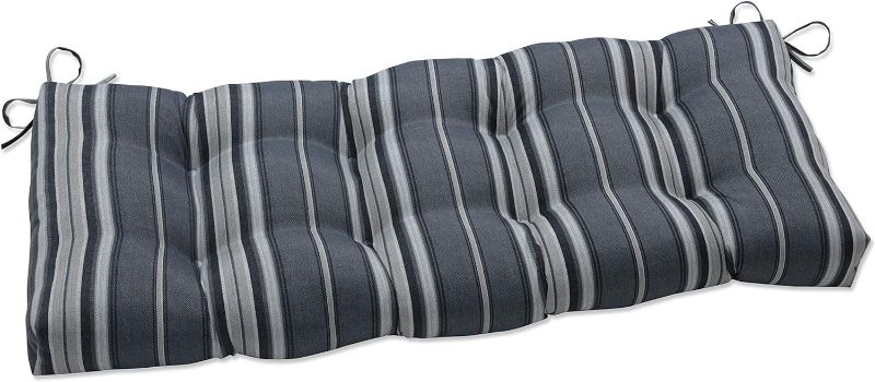 Photo 1 of Pillow Perfect Indoor Terrace Noir Outdoor Tufted Bench Swing Cushion, 44 X 18 X 5, Grey

