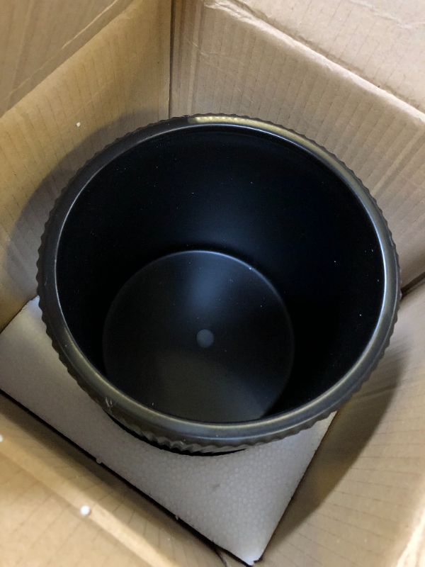 Photo 2 of Amazon Basics Fluted Ceramic Planter, 8-Inch, Black 8-Inch Black