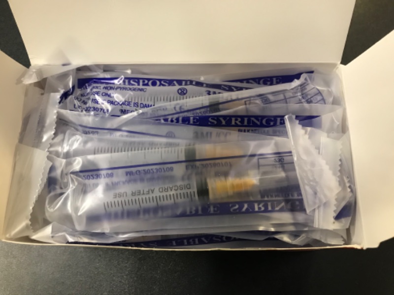Photo 2 of 30 Pack 3ml Disposable Syringe with Needles 25Ga 1 Inch , Individual Package, Suitable for Refilling Liquid, Inks
