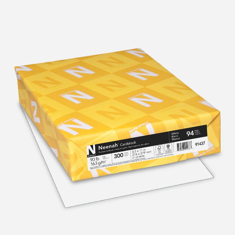 Photo 1 of Neenah Cardstock, 8.5" x 11", 90 lb/163 gsm, White, 94 Brightness, 300 Sheets (91437) 300 Sheets Single