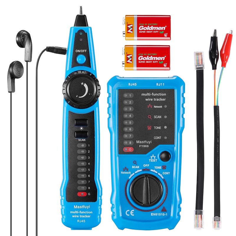 Photo 1 of Network Cable Tester, Cable Tracer with Probe Tone, RJ11 RJ45 Line Finder, Wire Tracker Multifunction, Ethernet LAN Network Cat5 Cat6 Cable Maintenance Collation, Telephone Line Test
