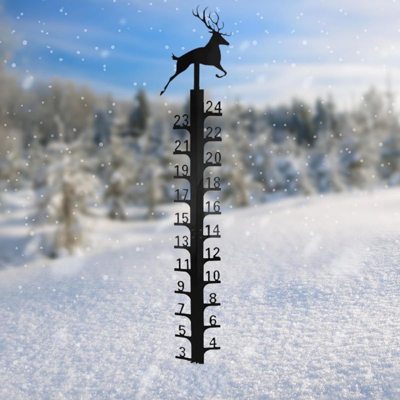 Photo 1 of Snow Gauge 24 inch - Iron Art Christmas Holiday Snowflake Measuring Gauge Stick Garden Stakes for Yard Outdoor Decoration Gift
