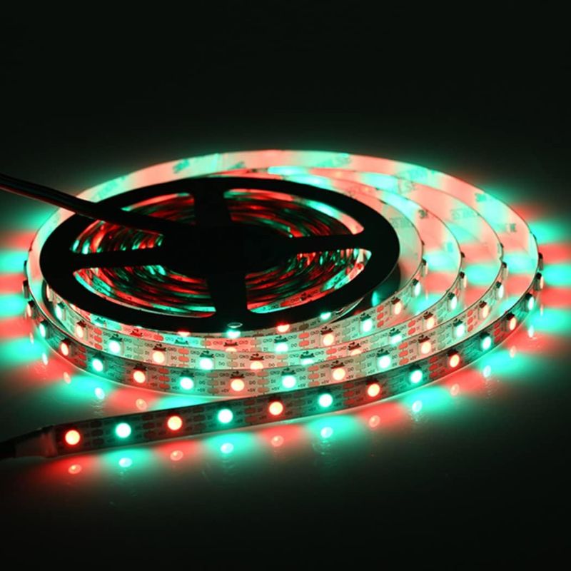 Photo 1 of RGBIC WS2812B LED Strip Lights 16.4FT 150 LEDs, DC 5V 5050SMD Individual Addressable Full Color 10mm Width White PCB Non-Waterproof Cuttable
