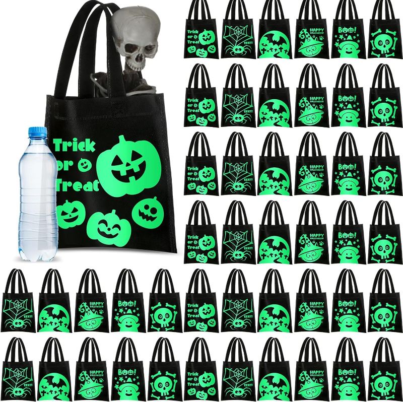 Photo 1 of 72 Pcs Halloween Glow in the Dark Bags Bulk Reusable Non Woven Tote Bag for Kids Bag Trick or Treat Party Favor Bag Candy Goodie Bag with Handle for Child Teens Boy Girl Birthday
