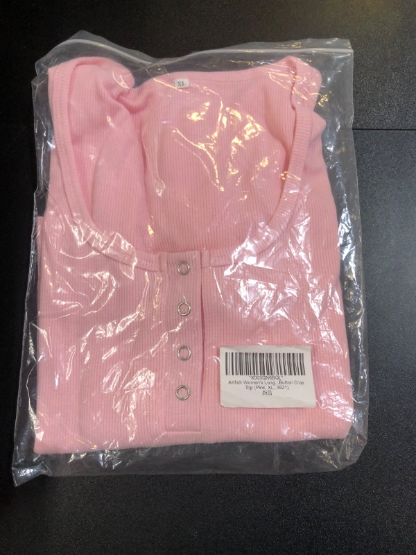 Photo 2 of Women's Pink Long Sleeve Crop Top XL