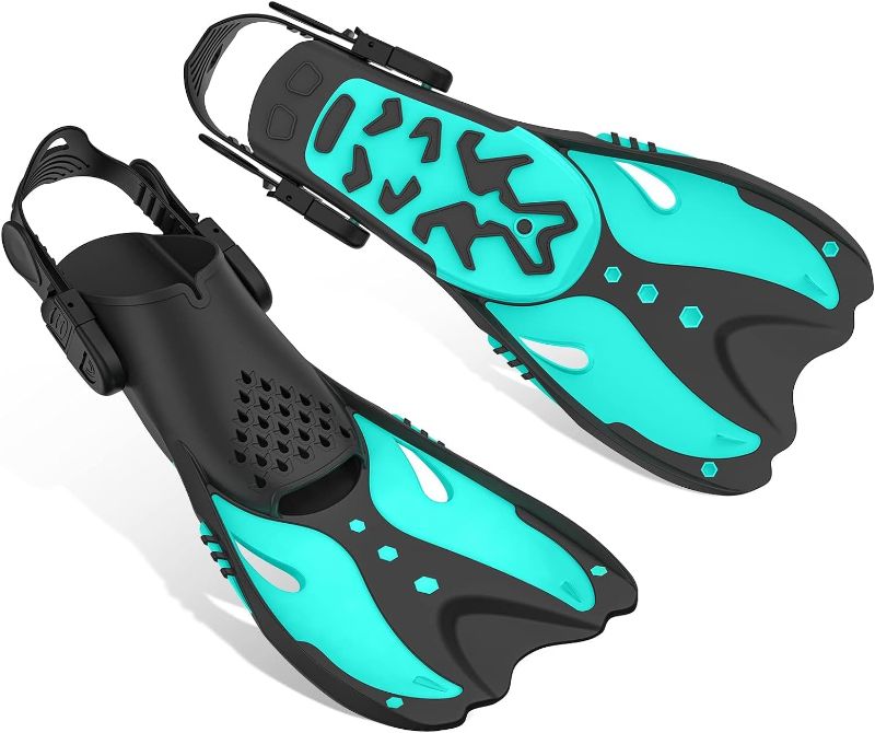 Photo 1 of Matekxy Adult Dving Fins Adjustable Short Swim Fins Travel Size or Snorkeling Diving Swimming L/XL