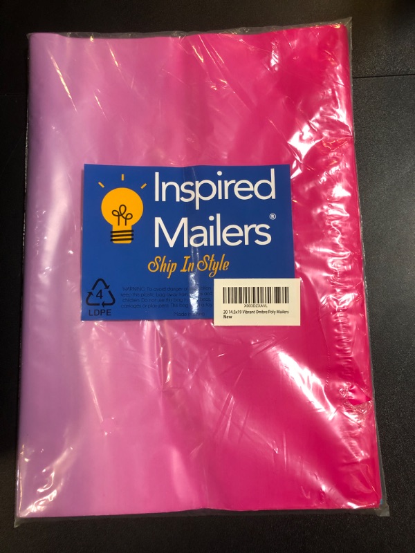 Photo 2 of Inspired Mailers - Large Poly Mailers 14.5 x 19-20 Pack - Vibrant Ombre - Large Shipping Bags for Clothing - Large Mailing Envelopes - Shipping Envelopes - Mailers Poly Bags 14.5x19" - 20 Pack Vibrant Ombre