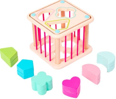 Photo 1 of EOSMTY Montessori Wooden Shape Sorter Toy for Baby's Toys for 1+ Year Old Sorter Cube Cognitive Fine Motor Skills Packaging Learning Gifts for Baby Girls Boys 6-18 Months (Toy Cube)
