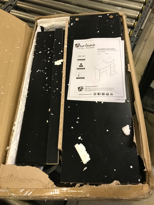 Photo 1 of Furinno Simple Design Coffee Table, Columbia Walnut/Black Columbia Walnut/Black Rounded Corner